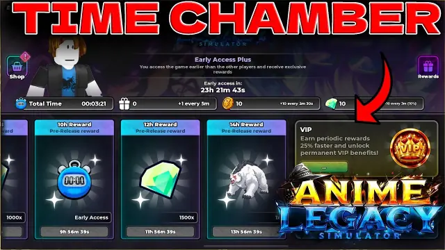 Anime Legacy Simulator time chamber: Rewards and AFK Milestones